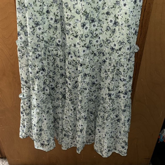 NWOT Altar’s state long sleep green with blue flowers maxi dress size S - Picture 3 of 6